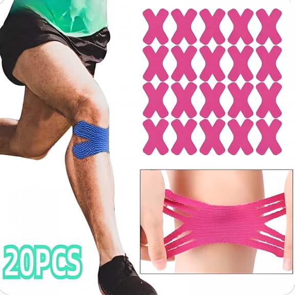 XIRQI 20pcs Kinesiology Tape Elastic Therapeutic Sports Tapes for Knee Shoulder and Elbow, Waterproof Athletic Physio Muscles Strips