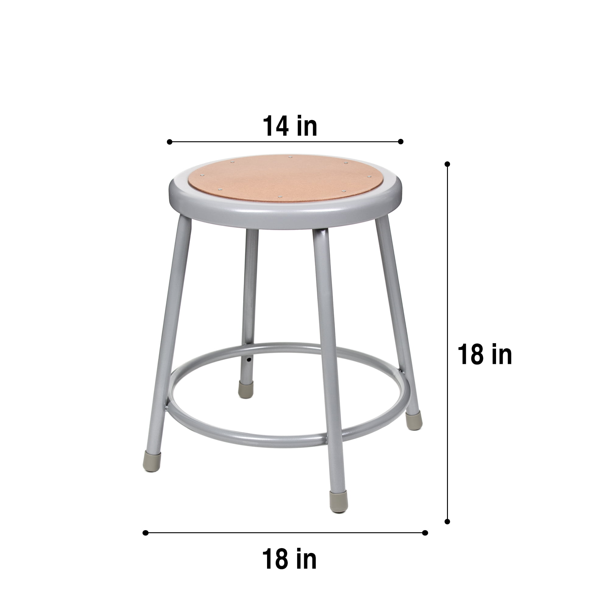 Hampden Furnishings Flynn Collection 18" Masonite/Steel Stool, Grey, Pack of 2