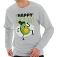 thumbnail image 4 of Big Size Avocado Birthday Graphic Design Unisex Ring Spun Cotton Premium Long Sleeve T-shirt - Heather Grey 3XL, 4 of 4