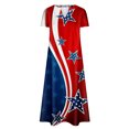 thumbnail image 4 of Jusqu'à 65 % de Réduction! Robes de Mode d'Été pour Femmes 2024 Grande Taille Décontractée Col en V Imprimé Jour de l'Indépendance Manches Courtes, 4 of 5