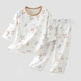 thumbnail image 4 of ITSAME Girls Outfit 2-Piece Cotton 3/4 Sleeve Crewneck Top and Pants Fashion Print Loungewear Set Size 2T, 4 of 6