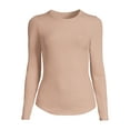 thumbnail image 5 of No Boundaries Women's Juniors Ribbed Crewneck Tee with Long Sleeves, Sizes XS-XXXL, 5 of 5