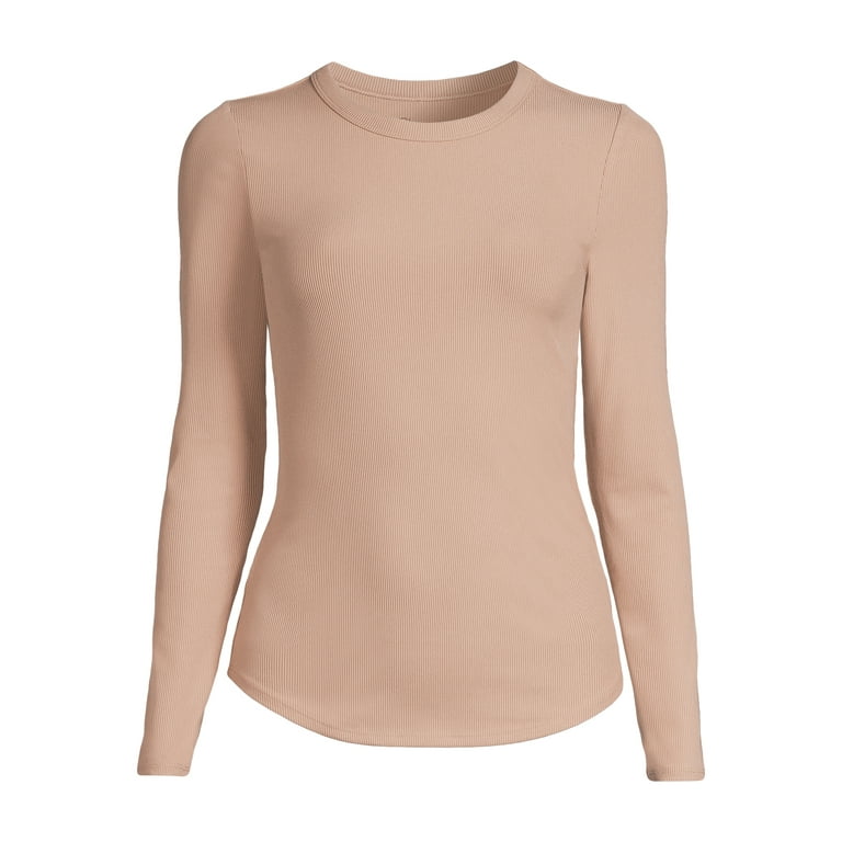 No Boundaries Women's Juniors Ribbed Crewneck Tee with Long No Boundaries Women's Juniors Ribbed Crewneck Tee with Long