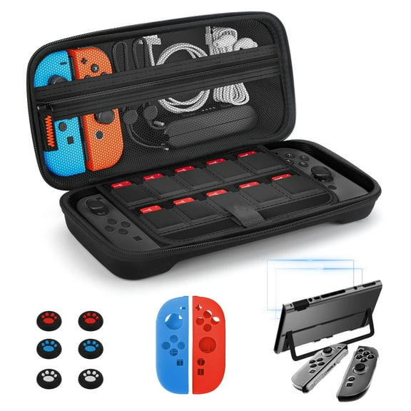 TSV Carrying Case Fit for Nintendo Switch 2 (2025), 20-in-1 Accessories Bundle with Hard Shell Travel Bag, Protective Cover Case, Screen Protector, Thumbstick Caps
