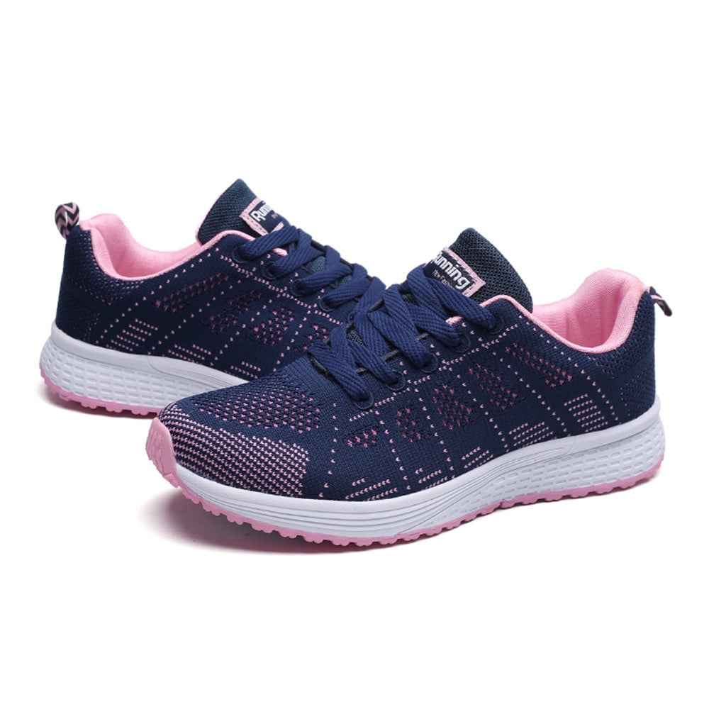 fukaraa Women's Lace Up Low Top Hiking Shoes Lightweight Solid Mesh Breathable Trekking Shoes