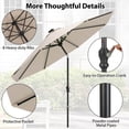 thumbnail image 6 of Costway 10 FT Solar Patio Umbrella with 96 LED Lights 35° Adjustable Tilt Vented Top Beige, 6 of 11
