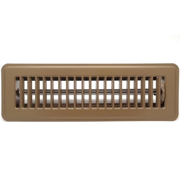HVAC Premium 12'' X 2'' Floor Register with Louvered Design - Heavy Duty Rigid Floor Air Supply with Damper & Lever - Brown
