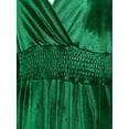 thumbnail image 6 of TiaoBug Womens Velvet Midi Dress V Neck Long Sleeve Flowy Evening Party A-Line Dresses Green XL, 6 of 7