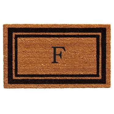 Black Border 24" x 48" Monogram Doormat (Letter F)