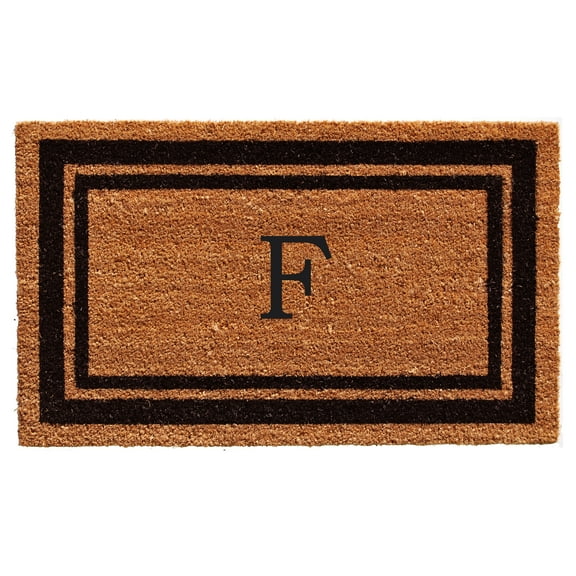Black Border 24" x 48" Monogram Doormat (Letter F)