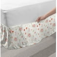 thumbnail image 2 of Floral Bed Skirt, Budding Flowers Simple Cartoon Style on Vertical Pastel Toned Stripes Backdrop, Elastic Bedskirt Dust Ruffle Wrap Around for Bedding Decor, 4 Sizes, Ivory Multicolor, by Ambesonne, 2 of 2