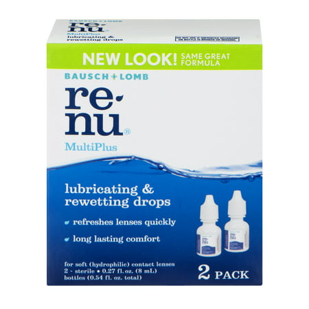 Bausch & Lomb For Soft Contacts Twin Pack Renu Multiplus Lubrication & Rewetting Drops .27 fl (Best Contact Lens Rewetting Drops)