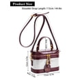 thumbnail image 3 of Deago Women's Small Square Box Crossbody Bag Mini Top Handle Tote Shoulder Bag Pouch PU Leather Satchel Purse Handbag with Adjustable Shoulder Strap (White and Brown), 3 of 8