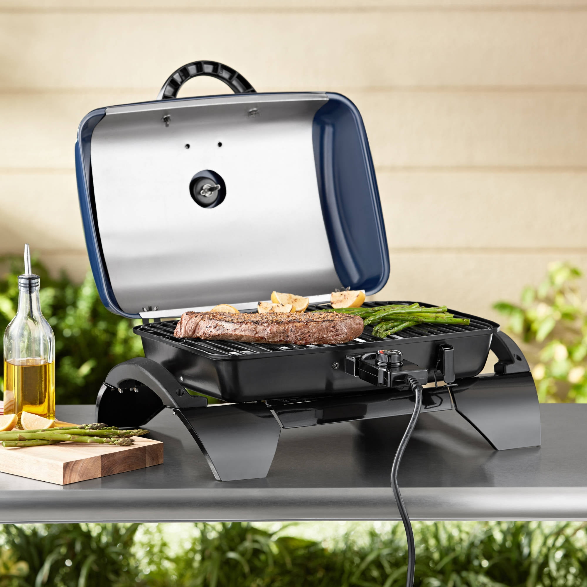 tabletop electric grill with rotisserie