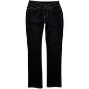 Faded Glory - Women's Petite Rhinestone Embroidery Straight-Leg Jeans