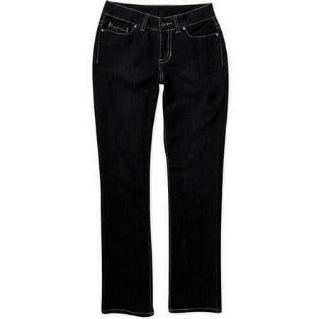 Faded Glory - Women's Petite Rhinestone Embroidery Straight-Leg Jeans