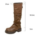 thumbnail image 5 of Platform Fold over Knee High Boots for Women 2025 Trendy Slouchy Leather Chunky Winter Fall Riding Long Boots, 5 of 8