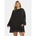 thumbnail image 2 of Time and Tru Women's and Women's Plus Crinkle Mini Dress with Back Tie, Sizes XS-4X, 2 of 9