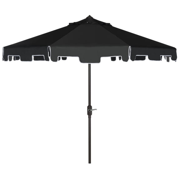 SAFAVIEH Outdoor Collection Zimmerman 9-Foot Tilt Umbrella & Flap Black/White