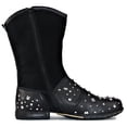 thumbnail image 4 of OSSTONE Moto Boots Western Boots Chukka Boots for Men Fashion Zipper-up Leather Casual Shoes 5008-1-H-M-Black-7 Silver Black, 4 of 6