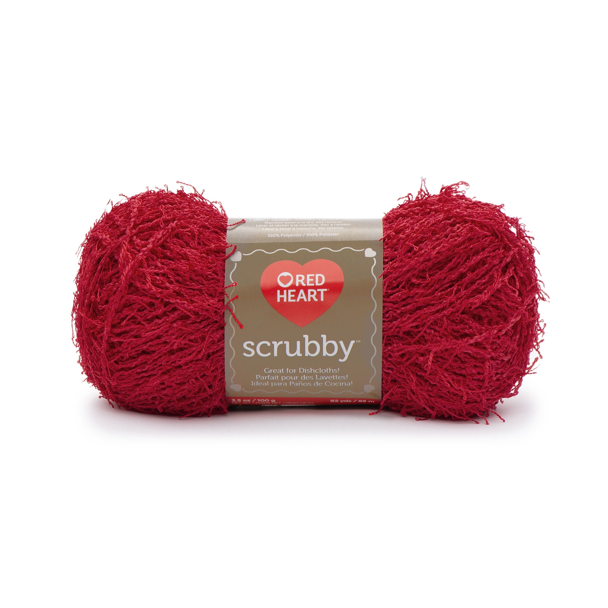 Red Heart Scrubby 4 Medium Polyester Yarn, Cherry 3.5oz/100g, 92 Yards (6 Pack)
