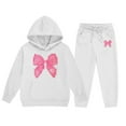 thumbnail image 3 of Kiijoy Toddler Girls Sweatsuit Bow Graphic Hooded Sweatshirt Joggers Outfits Hoodie Set, 3 of 3