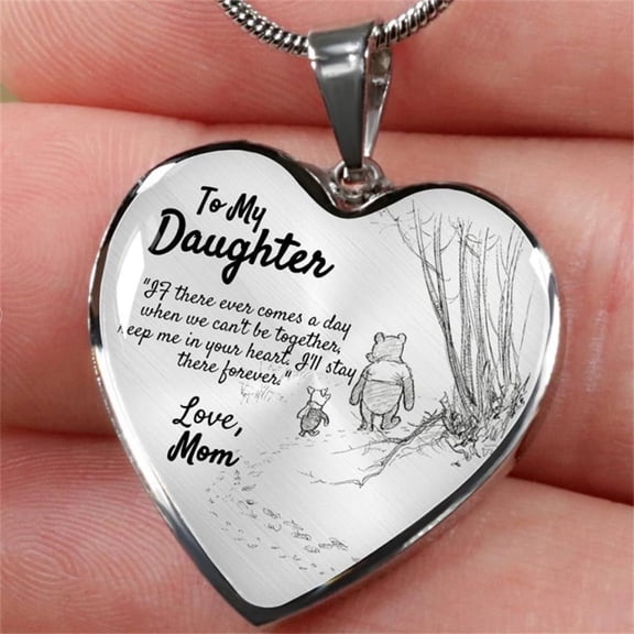 YANCAT To My Daughter Heart Pendant Chain Necklace for Daughter Love Mom Birthday Christmas Gift