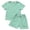 Mint Green, variant on Toddler Kids Boys Girls Top and Shorts 2 Piece Outfit Set Soft Cotton Blend Casual Homewear Lounge Set Summer Everyday Wear for Toddlers and Kids Age 12 Months-11 Years