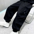 thumbnail image 7 of HAOTAGS Teen Boys Cargo Pants(5-15Y), Elastic-Waist Trousers with Pockets Casual Comfy Long Pants Black 9-10 Years, 7 of 7