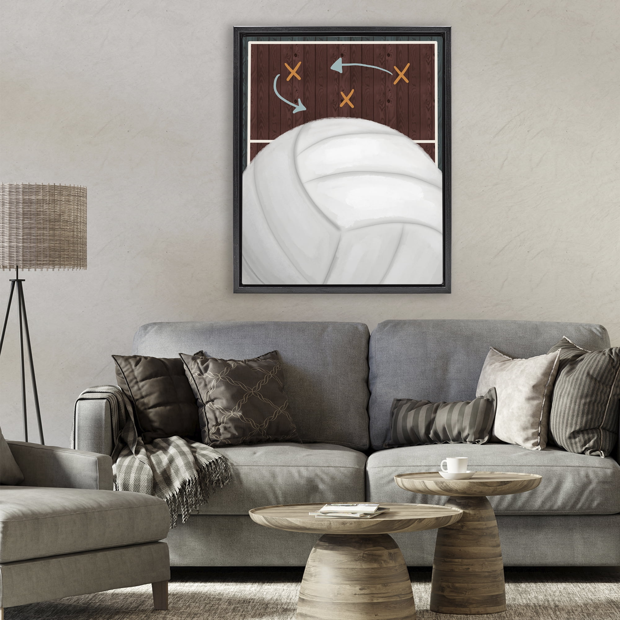 Stupell Industries Volleyball Court Tactics Black Framed Floater Canvas Wall Art, design by Jennifer Stith