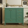 thumbnail image 3 of 36" Bathroom Vanity with Sink Combo, Freestanding Bathroom Storage Cabinet with 4 Drawers and 2 Soft Closing Doors, Solid Wood Frame, Green, 3 of 10