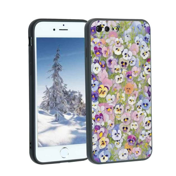 Compatible with iPhone 8 Plus Phone Case, Pansies-532 Case Silicone Protective for Teen Girl Boy Case for iPhone 8 Plus