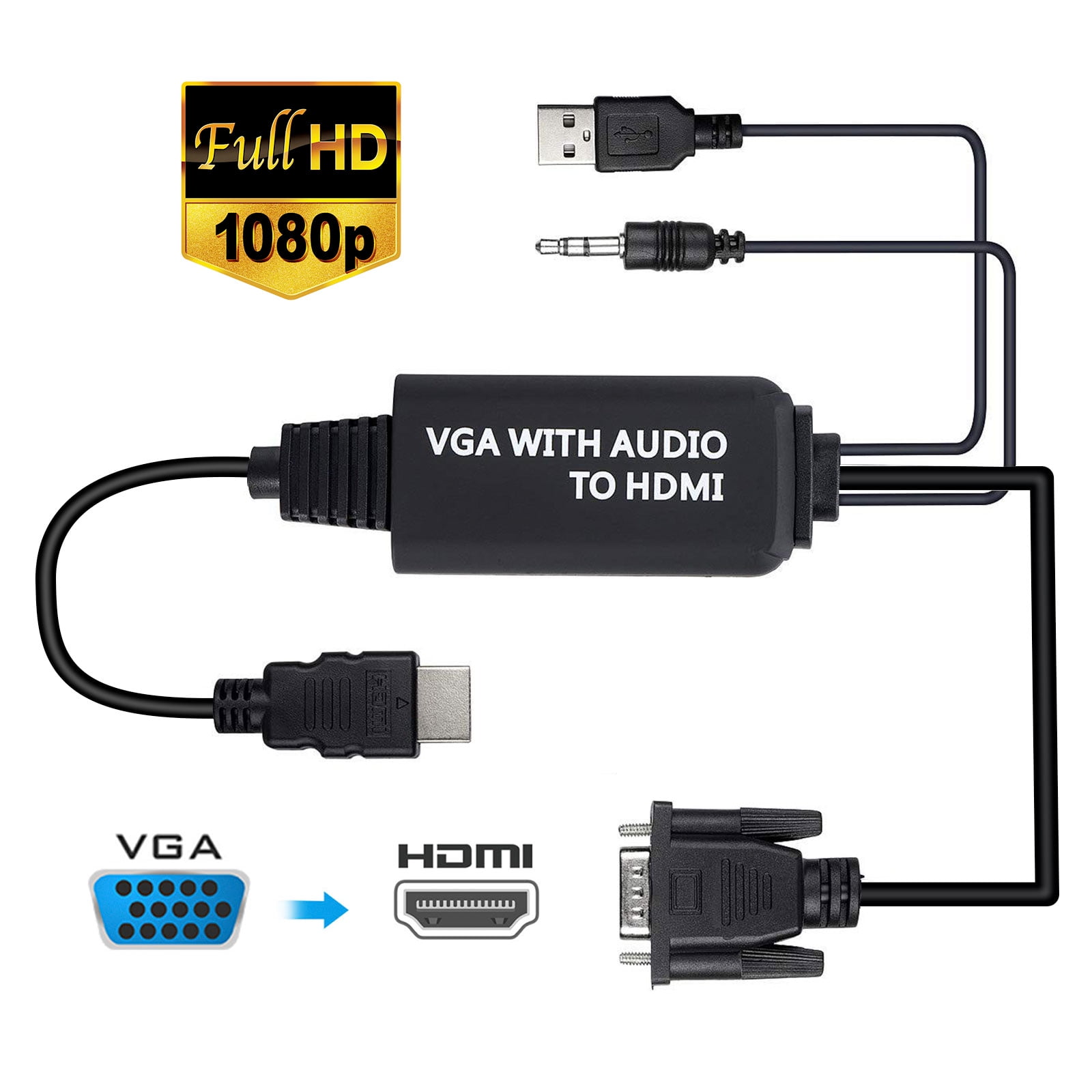 VGA to HDMI Adapter Converter with Audio, EEEkit VGA Source Output to