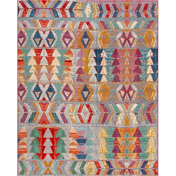 Unique Loom Outdoor Modern Collection Area Rug - Tamarindo (7' 10" x 10' Rectangle Multi/Burgundy)