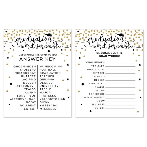 White And Gold Glittering Graduation Word Scramble Game Cards 20 Pack Walmart Com Walmart Com