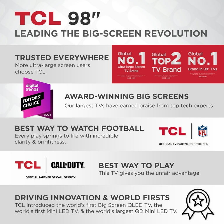TCL 98” Class Q6 QLED 4K UHD HDR Smart Google TV (NEW 2024 TCL 98” Class Q6 QLED 4K UHD HDR Smart Google TV (NEW 2024