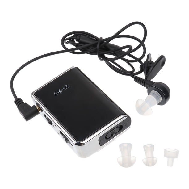 1 juego de mini audífonos tipo caja, amplificador de sonido profesional portátil para personas mayores sin batería