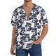 thumbnail image 1 of Balery Cartoon Raccoon Camisa Casual de Manga Corta con Botones para Hombre, Texturizada, Estilo Cubano, para Playa, Verano-Medium, 1 of 5