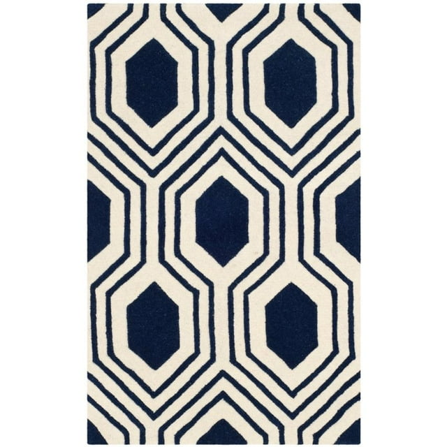 Safavieh Chatham 6' X 9' Hand Tufted Wool Rug in Dark Blue and Ivory