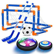 AoHu 2 in 1 Hover Hockey Soccer Ball Set Boys Toys,Rechargeable Indoor & Outdoor Hovering Hockey Game with 3 Goals and LED,Air Power Hockey and Soccer Ball Sports Gifts for 3 -12 Year