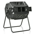 thumbnail image 1 of Outsunny 43 Gallon (160L) Tumbling Compost Bin Outdoor Dual Chamber 360° Rotating Composter with Sliding Doors, Solid Steel Frame and Gloves, Black, 1 of 9