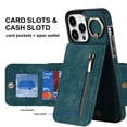 thumbnail image 3 of For Iphone 14 Plus Retro Ring And Zipper Rfid Card Slot Phone Case(Blue),iPhone 15 Pro, 3 of 7