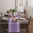 thumbnail image 4 of Ldtrchee Purple Striped Table Runner 60 Inches, Luxurious White Stripes Modern Abstract Art Bed Runner Dresser Scarves Tabletop for Indoor Outdoor Parties/Ceremony/Banquet, 13" x 60", 4 of 8