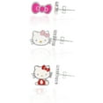 thumbnail image 4 of Hello Kitty Silver Plated and Enamel Hello Kitty Stud Earrings Set - 3 Pairs, 4 of 6