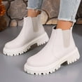 thumbnail image 4 of Bnwani Women Boots Footwear Fall Winter Fashion Low-Heel Thick Ankle Versatile Comfortable Casual Boot White Size 8.5, 4 of 7