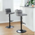 thumbnail image 3 of Cinch Contemporary Adjustable Barstool with Swivel in Black Metal and Light Grey Fabric with Rounded T Footrest by LumiSource - Set of 2, 3 of 4