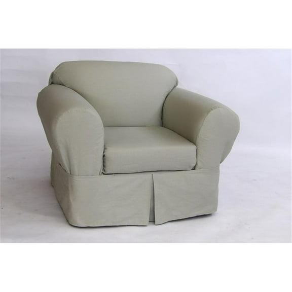 Brushed Cotton Twill 2 Piece Loveseat Slipcover in Sage Green