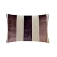 thumbnail image 1 of Funda de almohada lumbar decorativa morada de 30 x 55 cm (12 x 22 pulgadas), almohada rectangular de patchwork de terciopelo y lino, diseño de rayas de estilo moderno - Swathe Wine, 1 of 3
