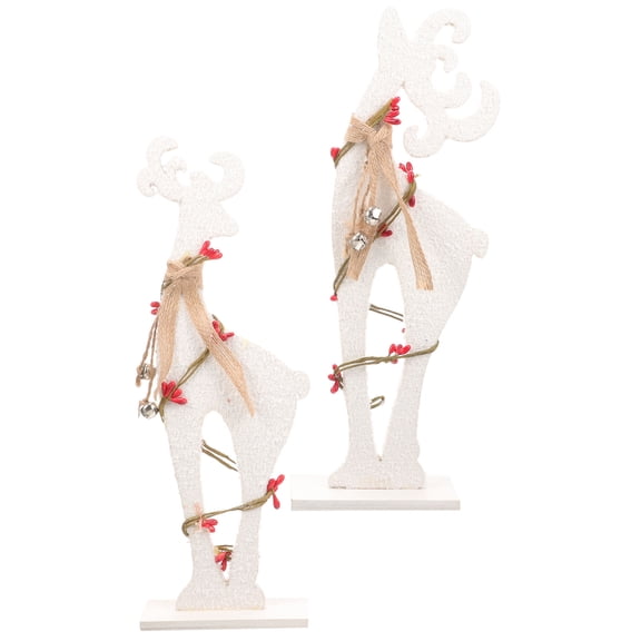 GAXIRE Tabletop Elk Decor Assorted Color Wood Elk Adornment 2Pcs Fireplace Decor