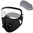 thumbnail image 2 of Black Reusable Face Mask, Pollen Mask, Carbon Filter Mask, Mask with Filter, 1 Black Mesh Cycling Dust Face Cover + 10 Disposable Carbon Filter Inserts, Size 12X6X5 In, Built for, 2 of 7